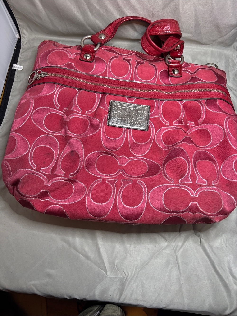 Coach Pink Signature Jacquard Shoulder Bag